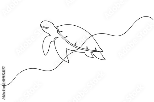Foto Elegant sea turtle continuous one line drawing minimal ocean animal outline vect