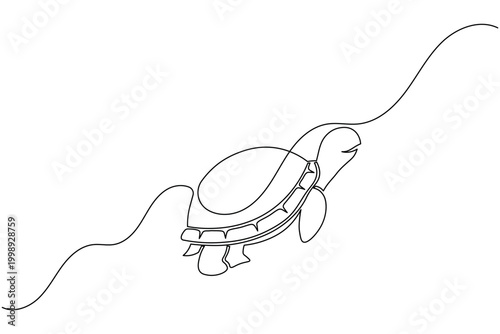 Foto Artistic sea turtle continuous one line drawing minimal ocean animal outline vec
