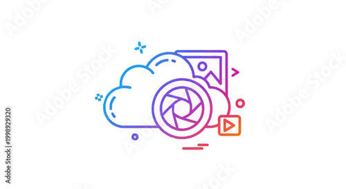 Cloud Storage for Photos and Videos with Camera Aperture Icon