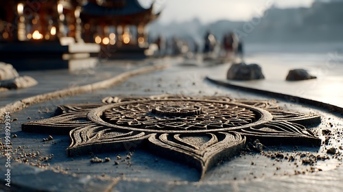 Fine beach sand mandala art detailed concentric pattern spiritual design images