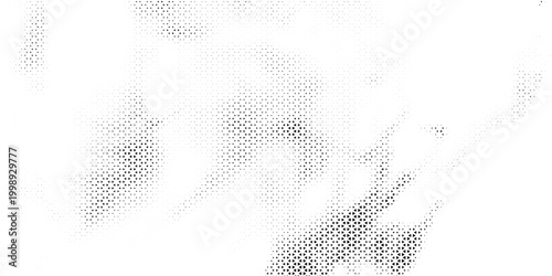 Fading triangle halftone texture gradient pattern. Abstract diagonal geometric background. Tech mosaic triangular halfton gradation. Vector vanishing corner arrow wallpaper for banner, booklet, poster