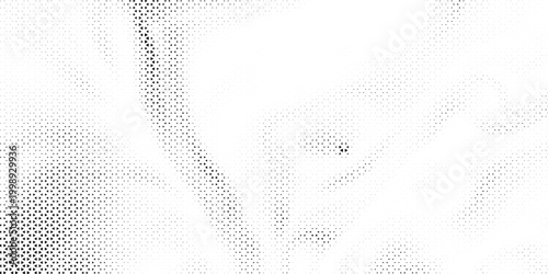 Fading triangle halftone texture gradient pattern. Abstract diagonal geometric background. Tech mosaic triangular halfton gradation. Vector vanishing corner arrow wallpaper for banner, booklet, poster