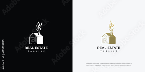 Real Estate Logo Design With House And Smoke
