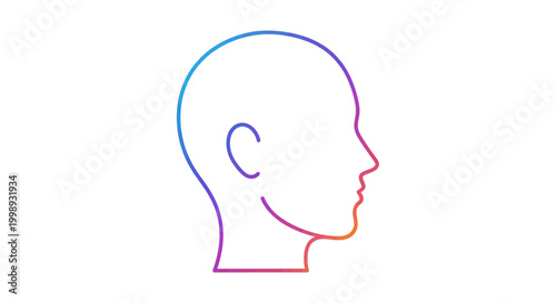 Abstract human head profile outline with gradient colors