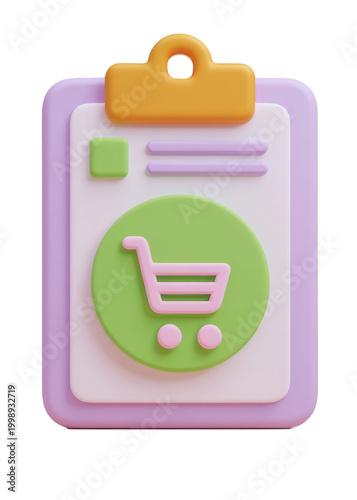 clipboard icon with shopping cart symbol