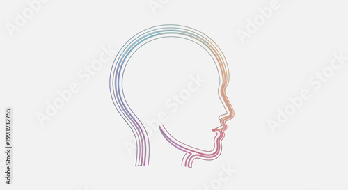 Abstract colorful outline of a human head profile, symbolizing thoughts, mind, and creativity