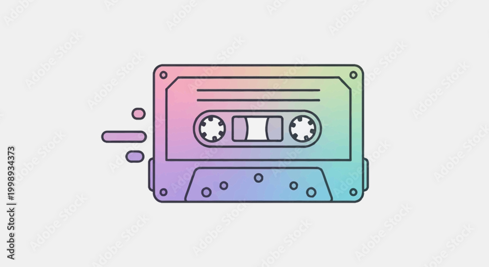 Fototapeta premium Retro Cassette Tape with Rainbow Gradient and Abstract Pattern