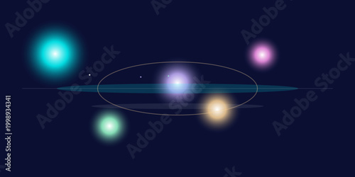Solar system planets with sun in outer space dark background Vector