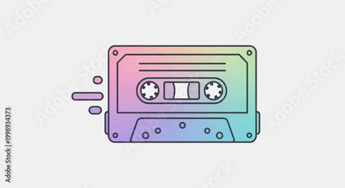 Retro Cassette Tape with Rainbow Gradient and Abstract Pattern