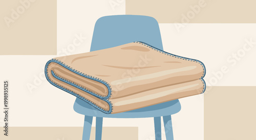 Cozy Folded Blanket on a Light Blue Chair, Warm Home Comfort