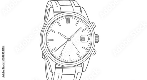 Elegant wristwatch illustration showcasing timekeeping and design details