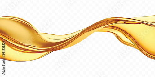 abstract smooth liquid cooking, engine, olive oil and honey splashing with droplets in curve style  isolated on transparent background	