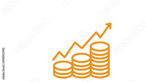 Orange money growth chart with coins