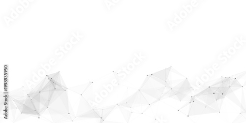 Abstract grey plexus network connection border texture background. This minimalist geometric wireframe mesh establishes an elegantly sophisticated lower framing optimized for contemporary presentation