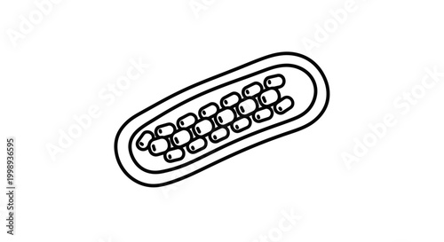 Hand-drawn illustration of a pill organizer with capsules, isolated on white background.
