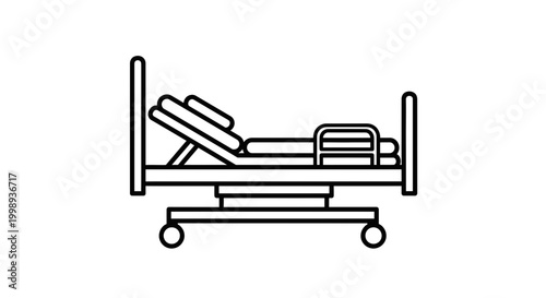 Hospital Bed Icon with Patient Outline, Medical Care, Healthcare Concept