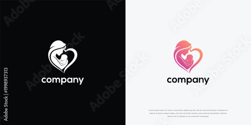 Mother And Baby Heart Logo