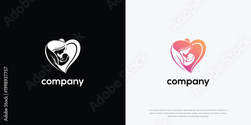 Mother And Child Heart Logo Design