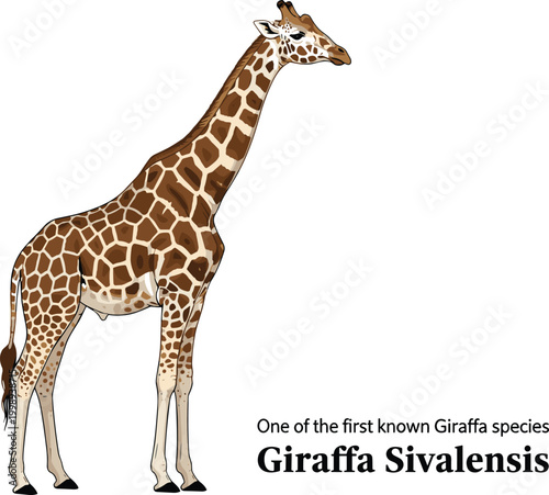 Giraffa sivalensis one of first known giraffa species scientific illustration.