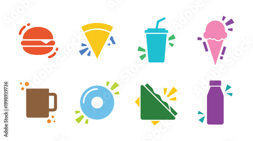 Minimal Food Splash Icon Set Collection