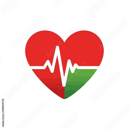 Heart with Electrocardiogram Line Symbol.