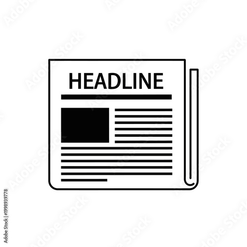 Newspaper with Headline and Text.
