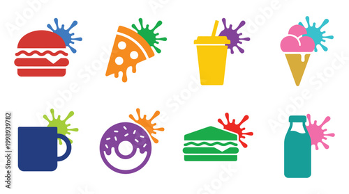 Minimal Food Splash Icon Set Collection