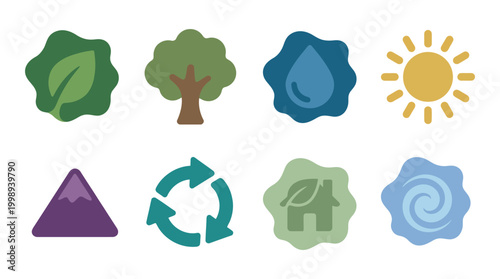 Minimal Eco Nature Splash Icon Set Collection