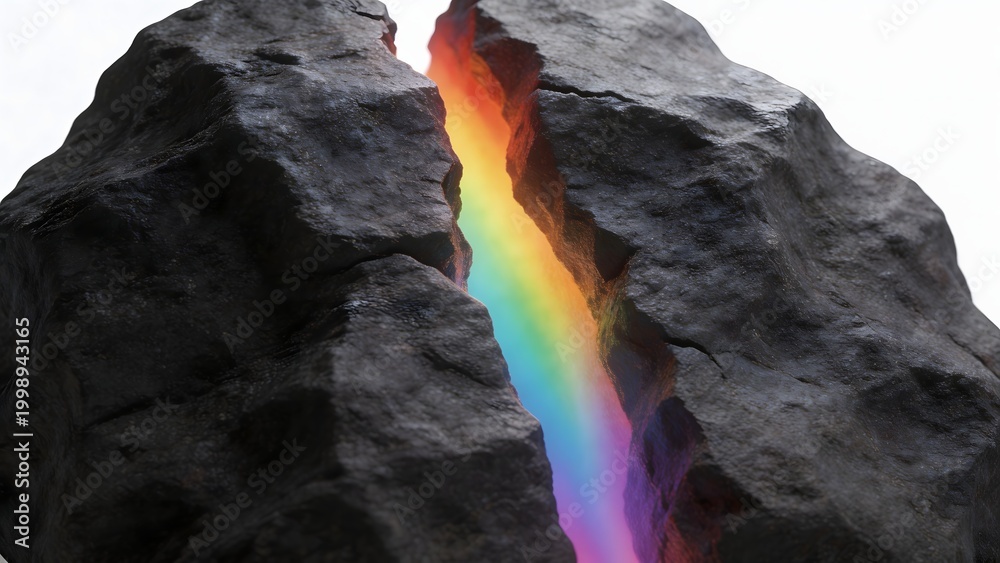 Obraz premium Rainbow emerging from rock crack