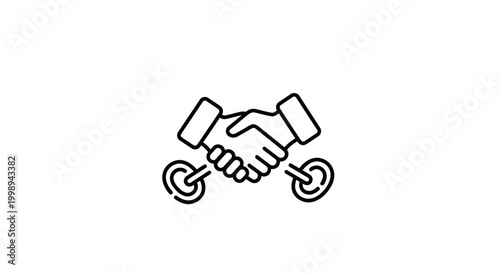 Handshake Icon with Scooter Wheels: Partnership, Mobility, and Agreement Concept
