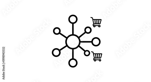 Networked Shopping Carts, Online Retail Connection, E-commerce Distribution Hub Concept