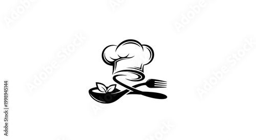 Set of black food and kitchen icons in a clean flat style, including chef hat, cutlery, coffee cup, cupcake, wine glass, fish, carrot, pizza slice, frying pan, and apple. Isolated on white background,