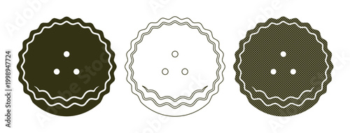 Set of 3 Round Pie or Tart Crust Icons Vector isolated PNG with Transparent Background