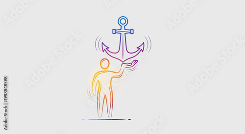 Person holding an anchor, symbolizing stability, support, and security