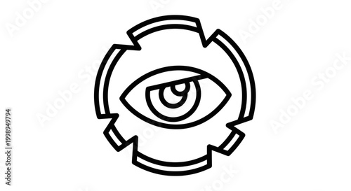Mysterious Eye Inside Gear Symbol, All-Seeing Eye Concept, Conspiracy, Secret Society, Illuminati