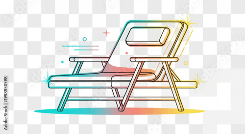 Minimalist Outline Deck Chair with Gradient Colors and Sparkles