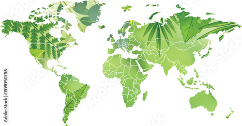 premium Green Earth Map, Nature World, Eco Planet, Global Ecology, Organic Planet vector illustration