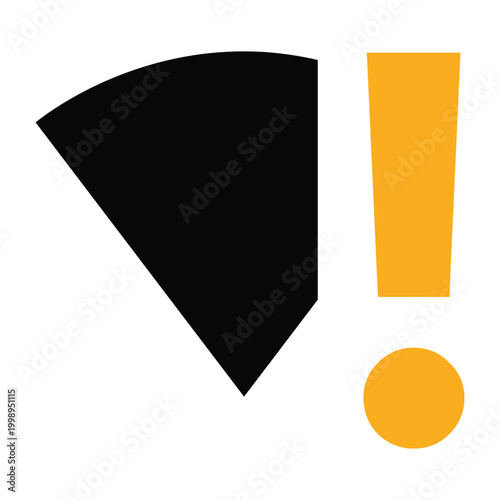 Wifi Signal Sector Icon with Yellow Exclamation Mark Representing Wireless Connection Warning Network Alert Internet Status Problem and Digital Communication Failure Error.
