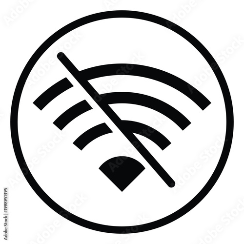 No Wifi Signal Connection Icon Representing Disconnected Network Offline Status Wireless Internet Error Problem Failure and Lack of Access to Digital Services.