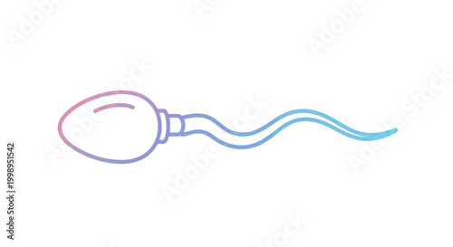 Sperm Cell Icon, Microscopic View, Abstract Medical Illustration, Blue and Pink Gradient