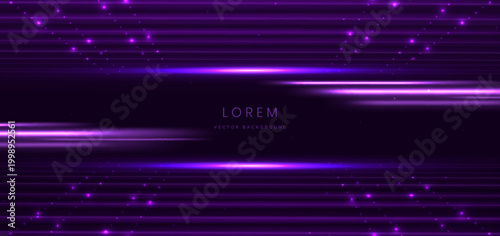 Elegant scene purple with glowing purple lighting effect sparkle on dark purple background.
