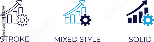 Productivity and efficiency icon set. Performance tracking, time management, workflow optimization, output growth, and business success symbols.