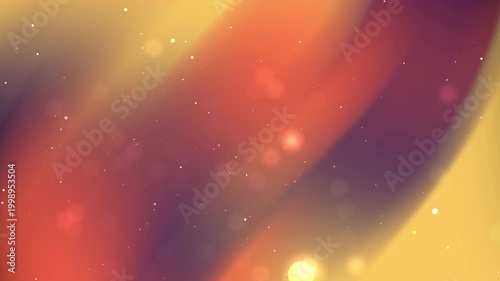 A seamless loop of elegant golden orange and purple gradient waves with sparkling bokeh particles, perfect for luxury, cinematic, and warm sunset video backgrounds. 
