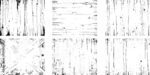 Six different grunge wooden plank set textures for design and backgrounds