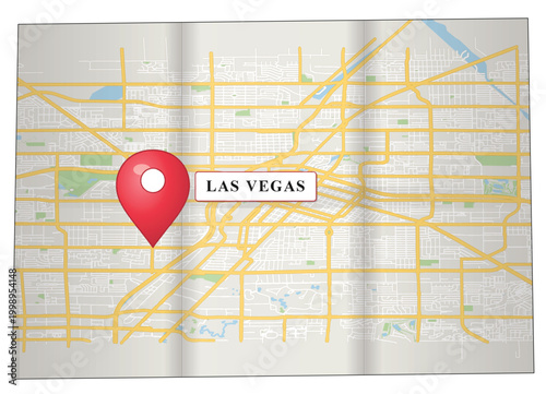 Map of las vegas with a red location pin and highlighted streets