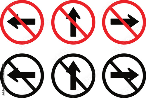 Free Download Prohibition signs no entry in multiple directions silhouette style - GFXLoad