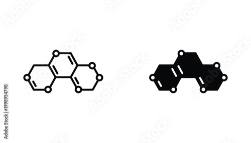 Abstract chemical structure icon representing molecular compounds and scientific research vector graphic