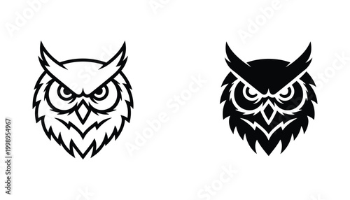 Majestic stylized owl head vector illustration representing wisdom knowledge and a strong powerful character mascot
