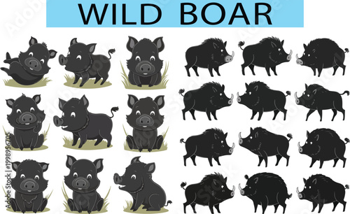 Wild Boar vector art illustration in a white background