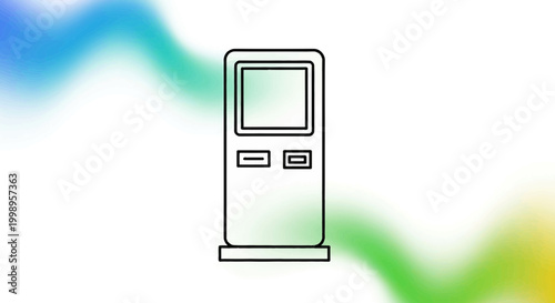 Modern kiosk machine icon, digital self-service terminal, interactive display, clean design